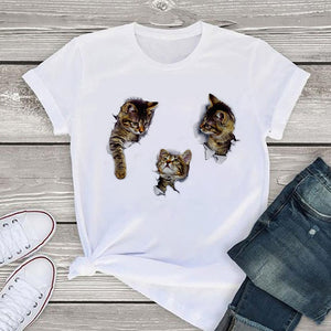 3D Katze Druck Frauen T-Shirt