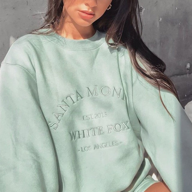 Buchstaben Stickerei Weißer Pullover